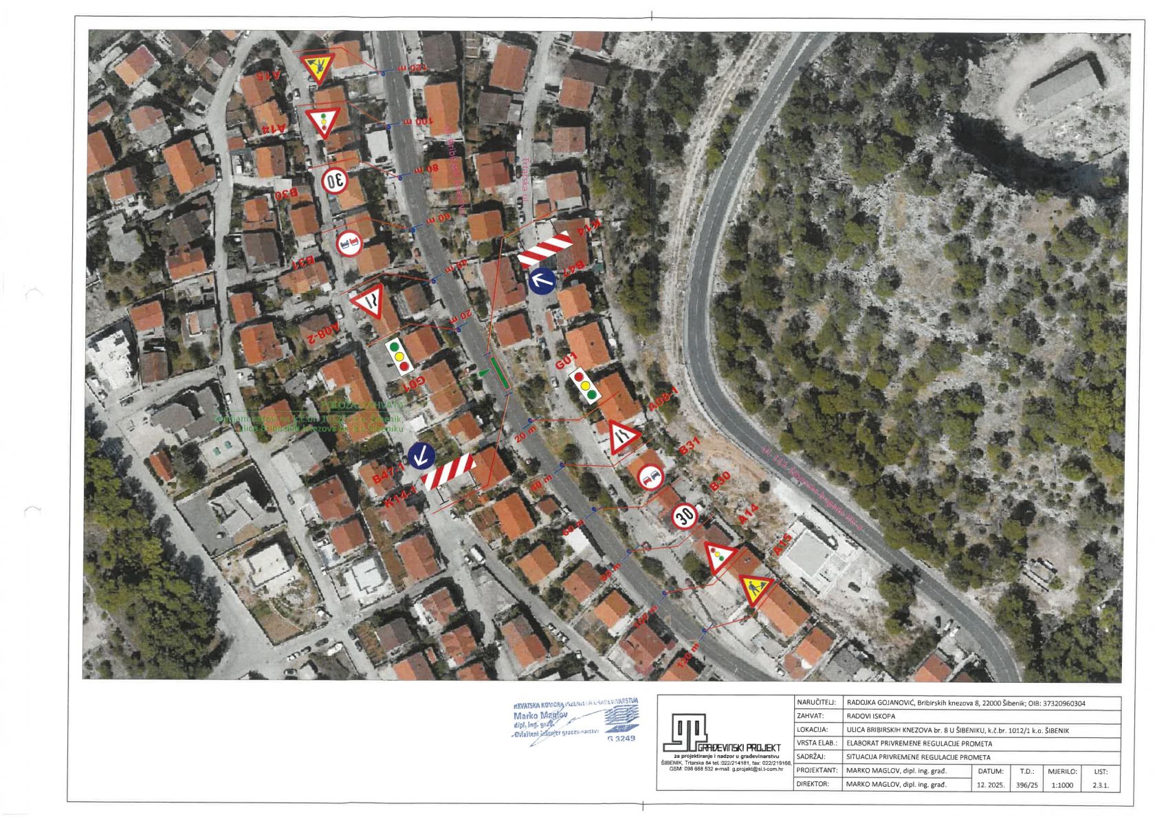 Privremena regulacija prometa u Ulici Bribirskih knezova zbog građevinskih radova